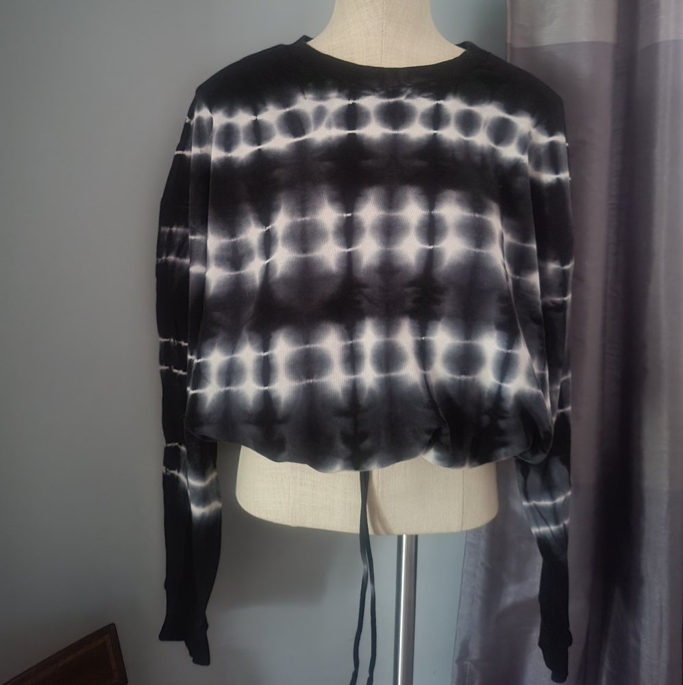 No Boundaries Black and White Tie-Dye Crop Top